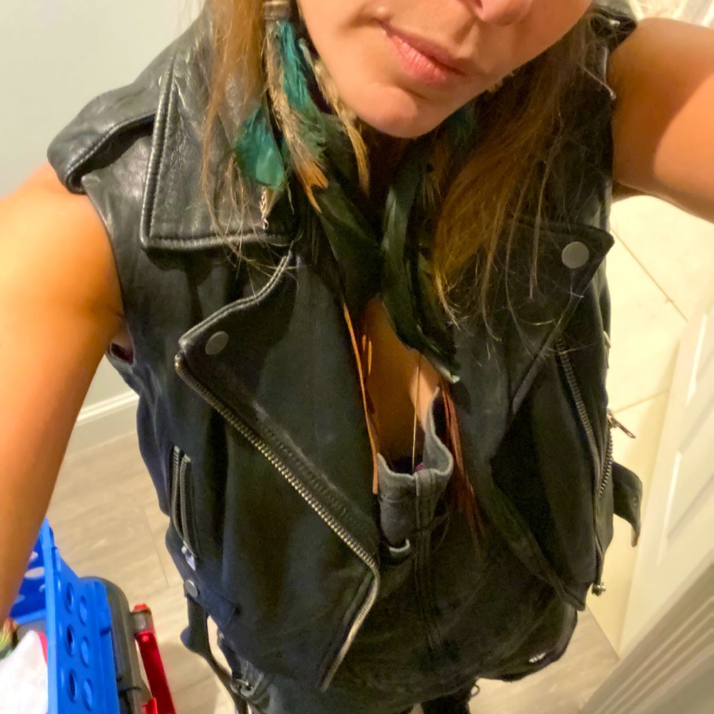 Black leather brand new w tags bikers best . Size 6